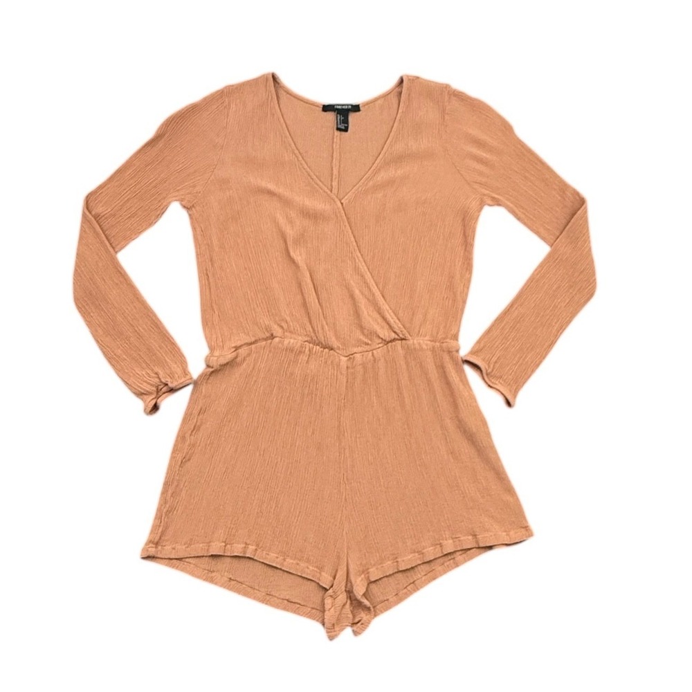 Forever 21 Romper Women‎ Large Terracotta Long Sleeve Surplice Gauze